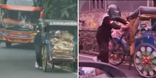 Bantu Dorong Becak Milik Pria Tua, Aksi Wanita Ini Banjir Pujian Warganet