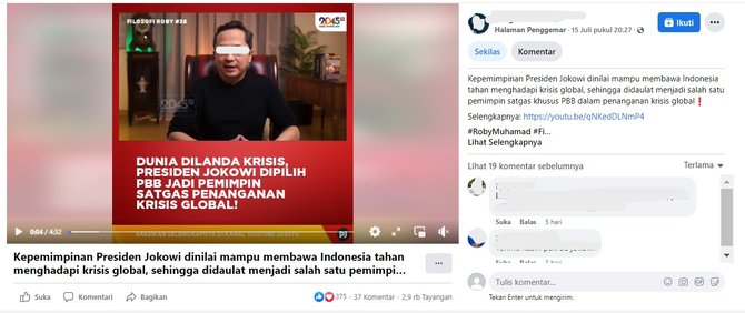 cek fakta tidak benar jokowi dipilih jadi pemimpin satgas penanganan krisis global