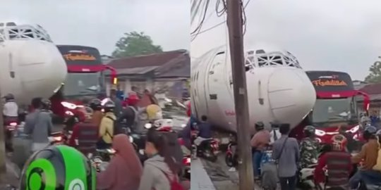 Viral Jalanan di Bogor Macet karena Truk Angkut Pesawat Berpapasan dengan Bus, Heboh