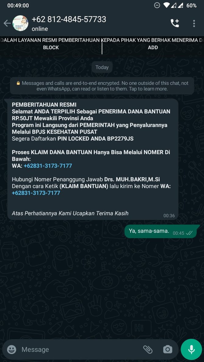 cek fakta hoaks dana bantuan rp50 juta dari bpjs mewakili provinsi