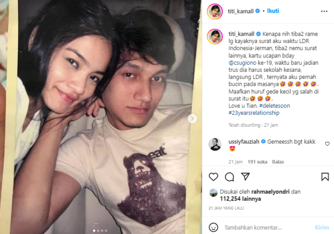 titi kamal unggah surat cinta pertama untuk christian sugiono isinya romantis