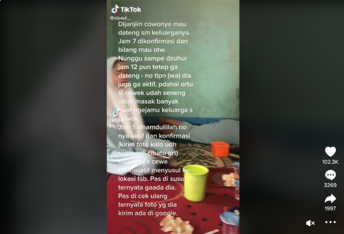 wanita ini kena prank si cowok yang dijanjiin mau datang