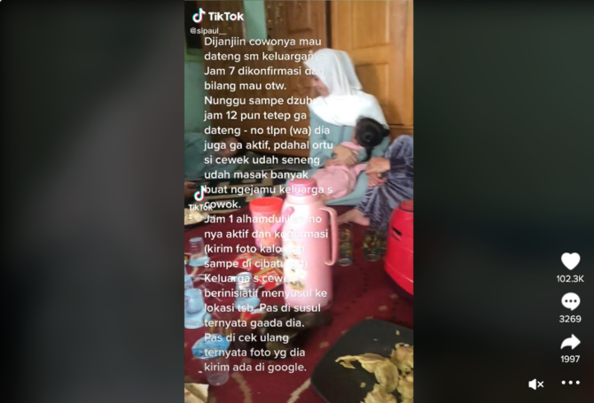 wanita ini kena prank si cowok yang dijanjiin mau datang