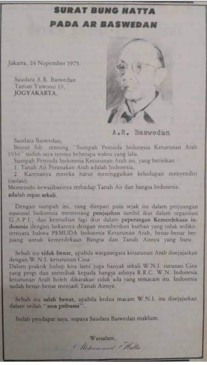 cek fakta benarkah surat bung hatta untuk ar baswedan