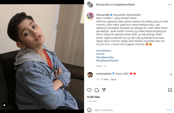 beranjak remaja fairuz a rafiq beri pesan haru untuk king faaz