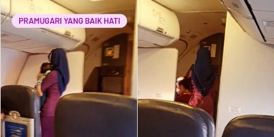 Aksi Pramugari Cantik Disorot Saat Gendong Bayi Penumpang, Ternyata Ini yang Terjadi