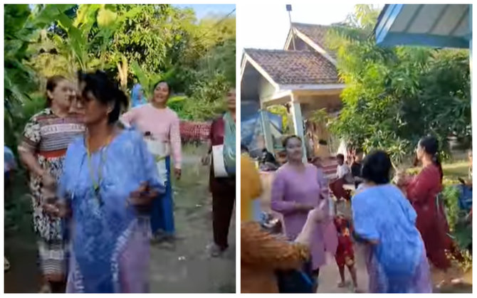 emak emak di indramayu latihan marchingband pakai alat tak terpakai