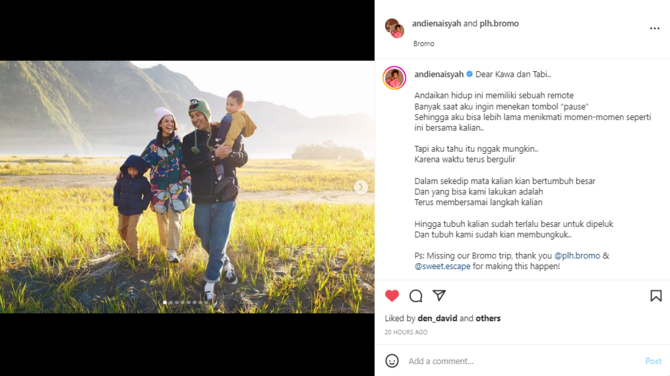 kedua anaknya makin besar andien aisyah tulis pesan menyentuh