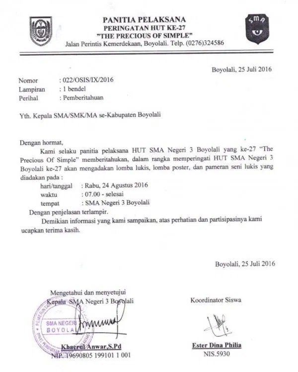 4 Contoh Surat Pemberitahuan Kegiatan Lomba 17 Agustus Yang Benar Dan Mudah 