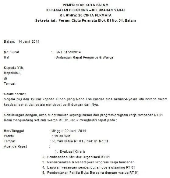 4 Contoh Surat Pemberitahuan Kegiatan Lomba 17 Agustus Yang Benar Dan