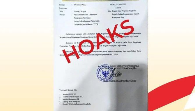 surat palsu penetapan nip cpns