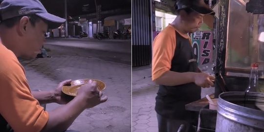 Akibat Sepi Pembeli, Penjual Nasi Goreng Ini Makan Dagangannya Sendiri