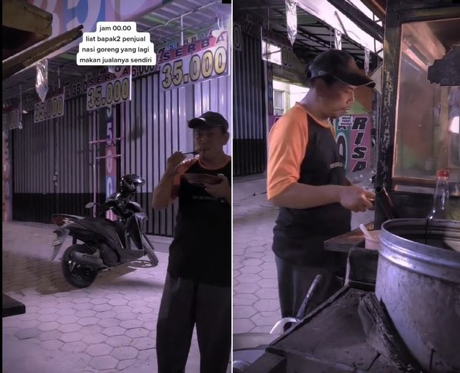 akibat sepi pembeli penjual nasi goreng ini makan dagangannya sendiri