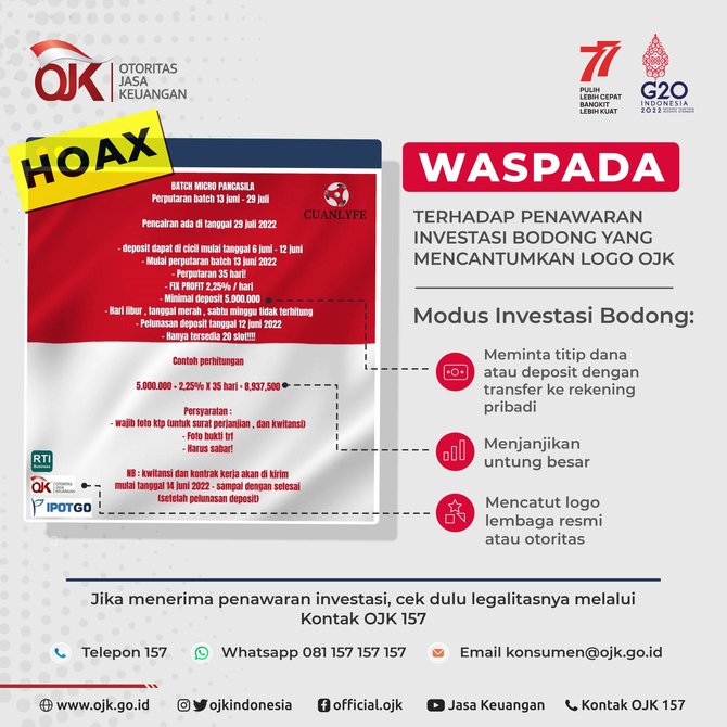 cek fakta waspada penawaran investasi bodong catut ojk