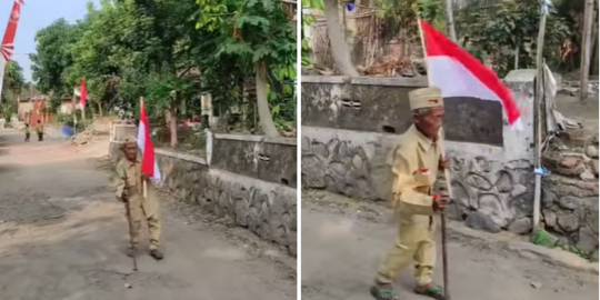 Viral Aksi Kakek Bawa Bendera Indonesia ke Lapangan Upacara, Banjir Pujian