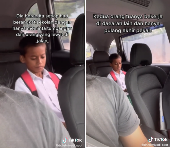 kisah bocah ini viral harus tunggu tumpangan dulu untuk pergi ke sekolah