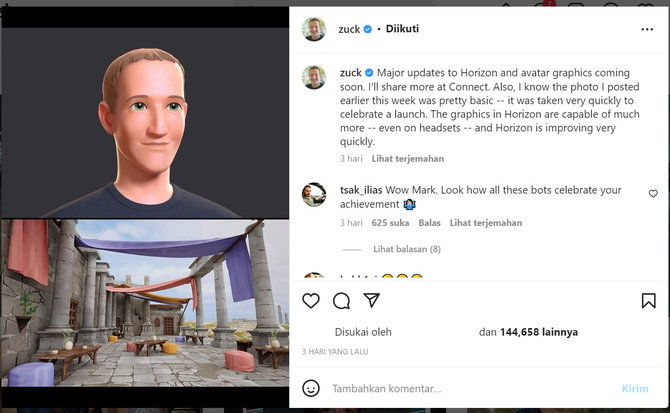 mark zuckerberg tanggapi meme terkait metaverse