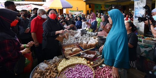 Ketua DPR Puan Maharani Tinjau Harga Bahan Pangan di Pasar Mataram