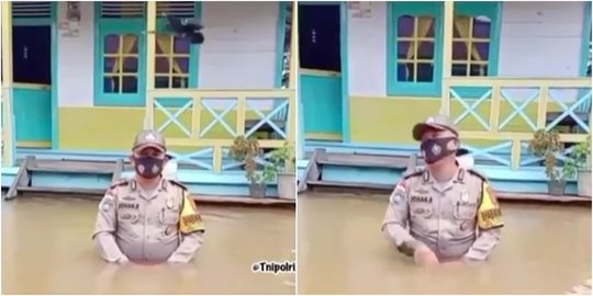 Kocak, Polisi Ini Kaget saat Berikan Imbauan ke Masyarakat Ada Ayam Terbang