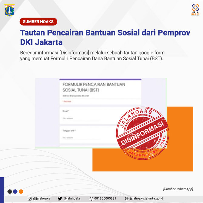 hoaks pencairan bantuan sosial tunai pemprov dki melalui google form