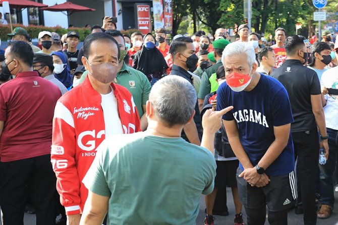 jokowi dan ganjar pranowo joging bareng