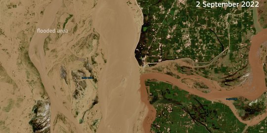 Penampakan Satelit Saat Banjir Pakistan Membentuk Danau Raksasa