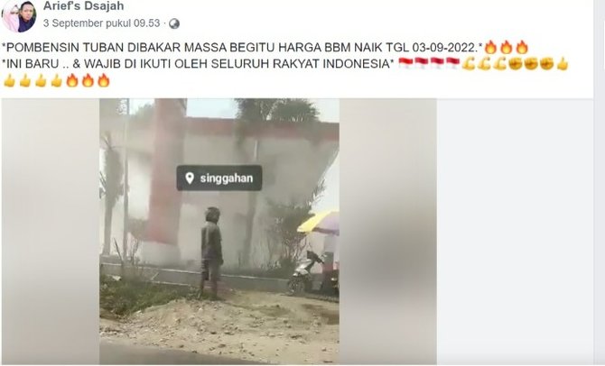 hoaks spbu dibakar karena harga bbm naik