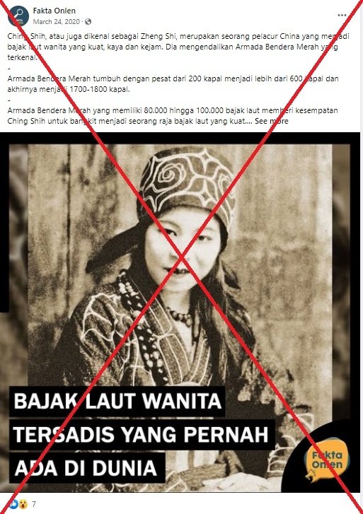 cek fakta tidak benar foto ini sosok bajak laut wanita tersadis di dunia