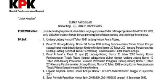 Waspada Surat Palsu KPK Berisi Ketua DPRD Papua Diperiksa Soal Korupsi Dana PON 2020