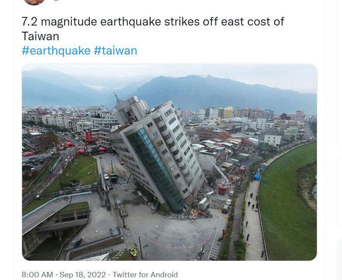 cek fakta foto bangunan nyaris roboh ini bukan akibat gempa taiwan september 2022