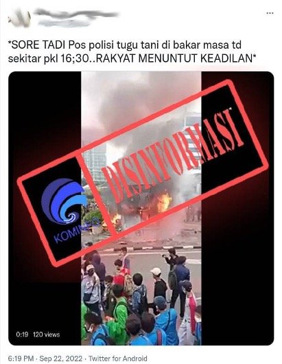 cek fakta disinformasi video pos polisi tugu tani dibakar pendemo pada september