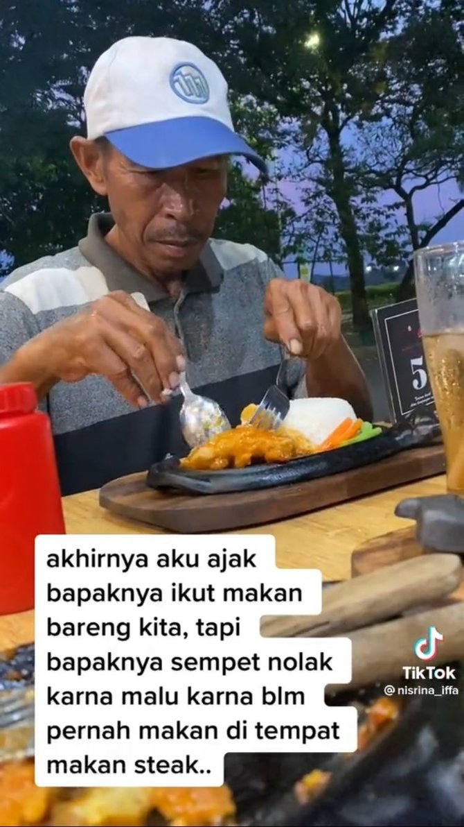 viral pria sebatang kara senang saat diajak makan steak kisahnya bikin haru