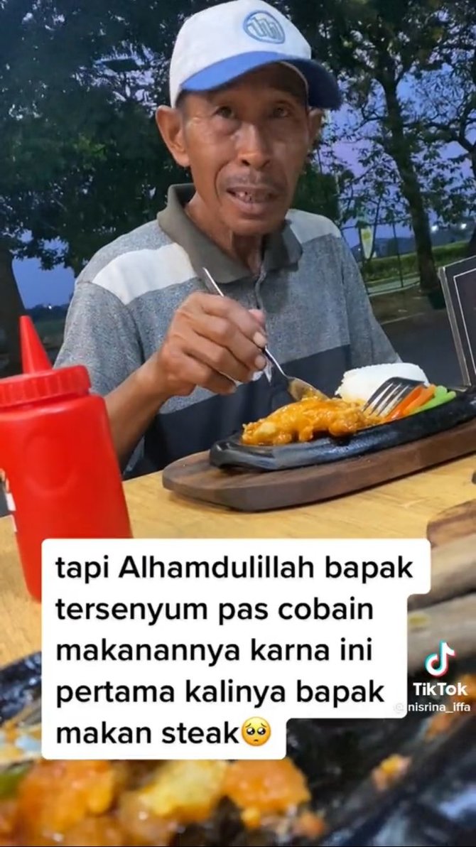 viral pria sebatang kara senang saat diajak makan steak kisahnya bikin haru