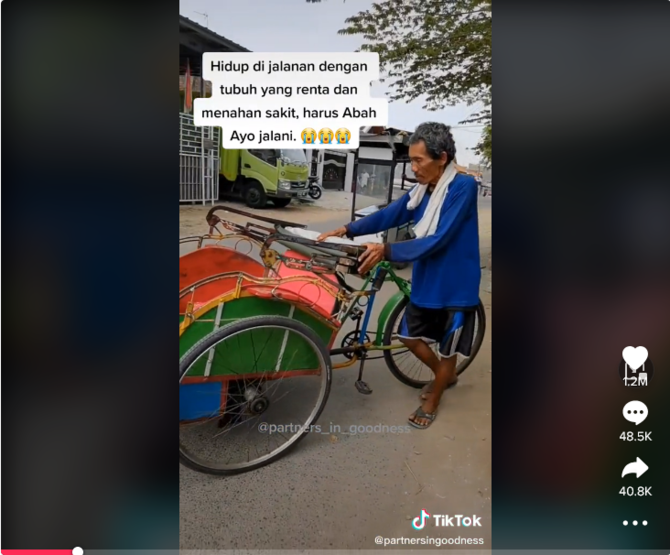 kisah pilu tukang becak gemetar kelaparan