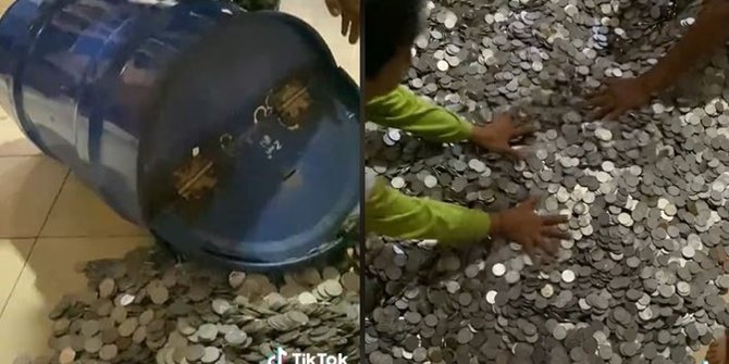 Viral Bapak Ini Konsisten Nabung Receh di Drum, Penampakan saat Bongkar Bikin Melongo