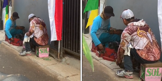 Viral Aksi Solidaritas Tukang Sol Sepatu Berbagi Pekerjaan ke Rekannya, Banjir Pujian