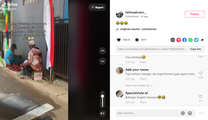 aksi tukang sol sepatu bantu rekannya ini viral banjir pujian