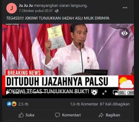 Cek Fakta Hoaks Jokowi Perlihatkan Ijazah Asli Di Depan Publik