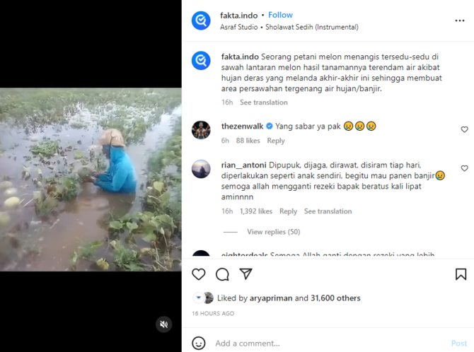 viral petani melon ini menangis lihat kebunnya kebanjiran bikin haru