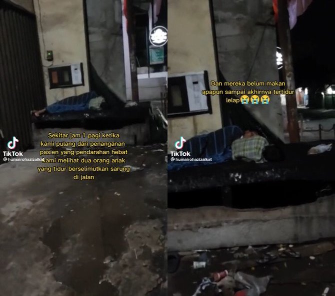 viral kakak beradik tidur di jalanan dengan berselimut sarung kisahnya bikin haru