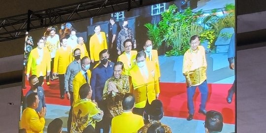 Didampingi JK dan Airlangga, Jokowi Hadiri Puncak HUT ke-58 Golkar