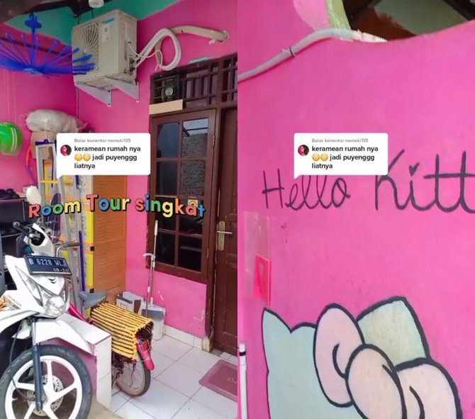 viral kontrakan 3 petak serba pink dan hello kitty tampak nyaman