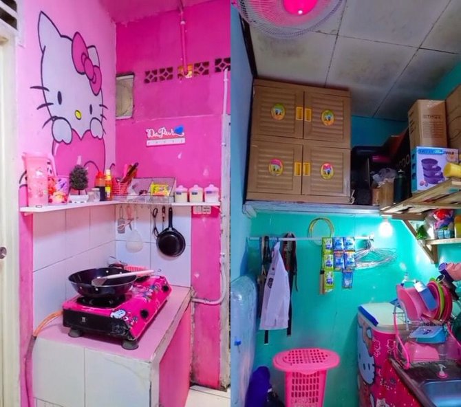 viral kontrakan 3 petak serba pink dan hello kitty tampak nyaman