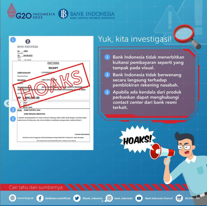 cek fakta waspada penipuan bi tidak pernah mengeluarkan kuitansi pembayaran