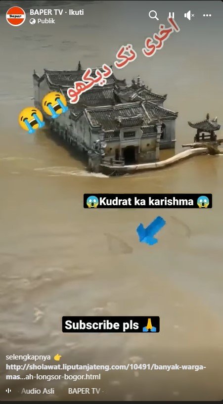 cek fakta video kuil hampir tenggelam berada di china bukan bogor