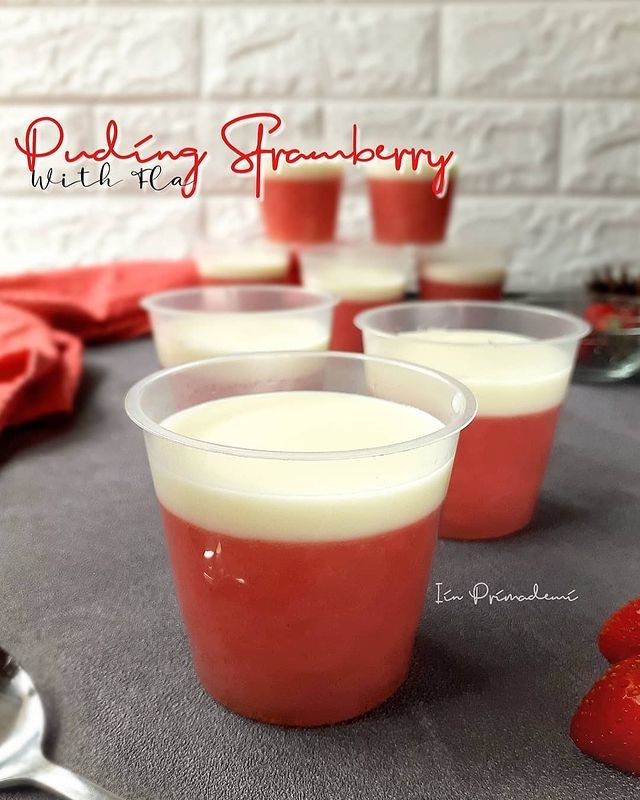 resep puding strawberry