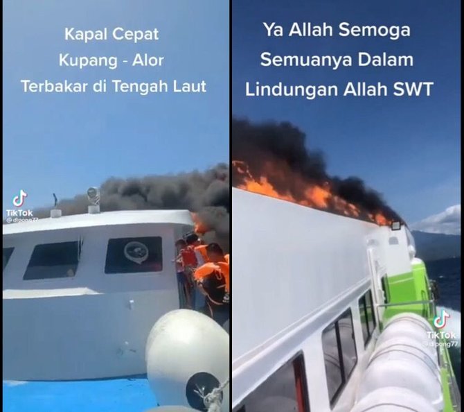 Menegangkan, Begini Momen Kapal Cepat Cantika 77 Terbakar Di Tengah ...