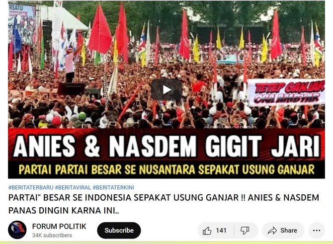 cek fakta hoaks video parpol di indonesia sepakat usung ganjar di pilpres 2024