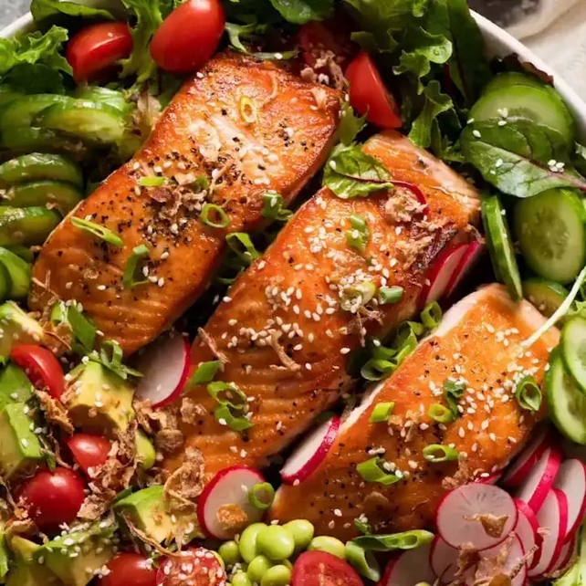 salmon salad with jahe wijen asia