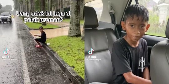 Viral Aksi Bocah Duduk Termenung saat Hujan, Ternyata Uangnya Ludes Dipalak Preman